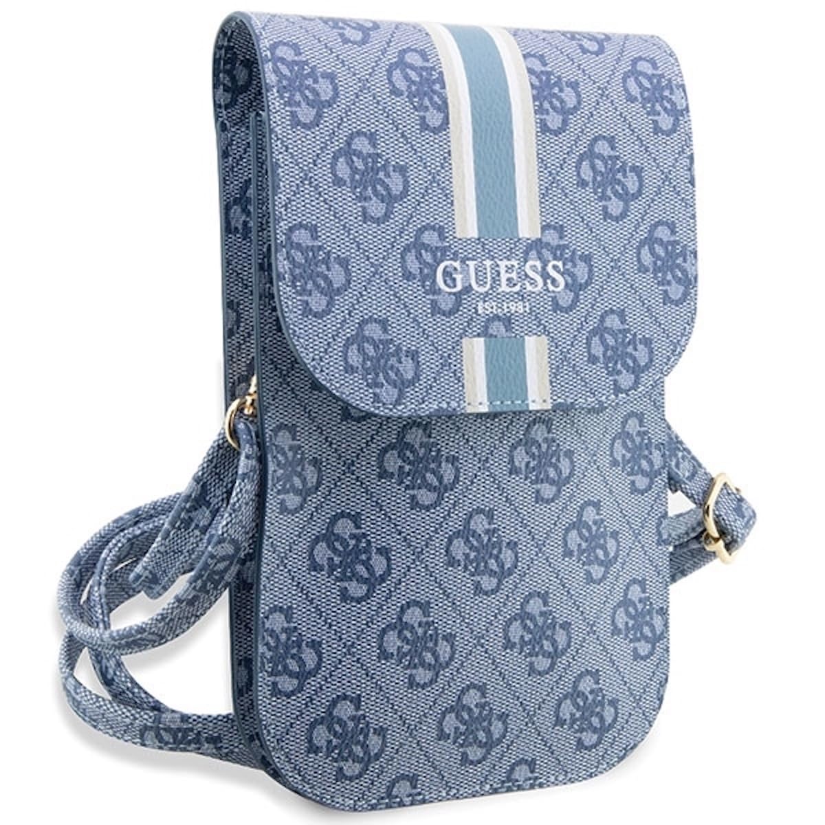 GUESS Torebka Universell Handy Tasche Umhängetasche 4G Stripes Blau