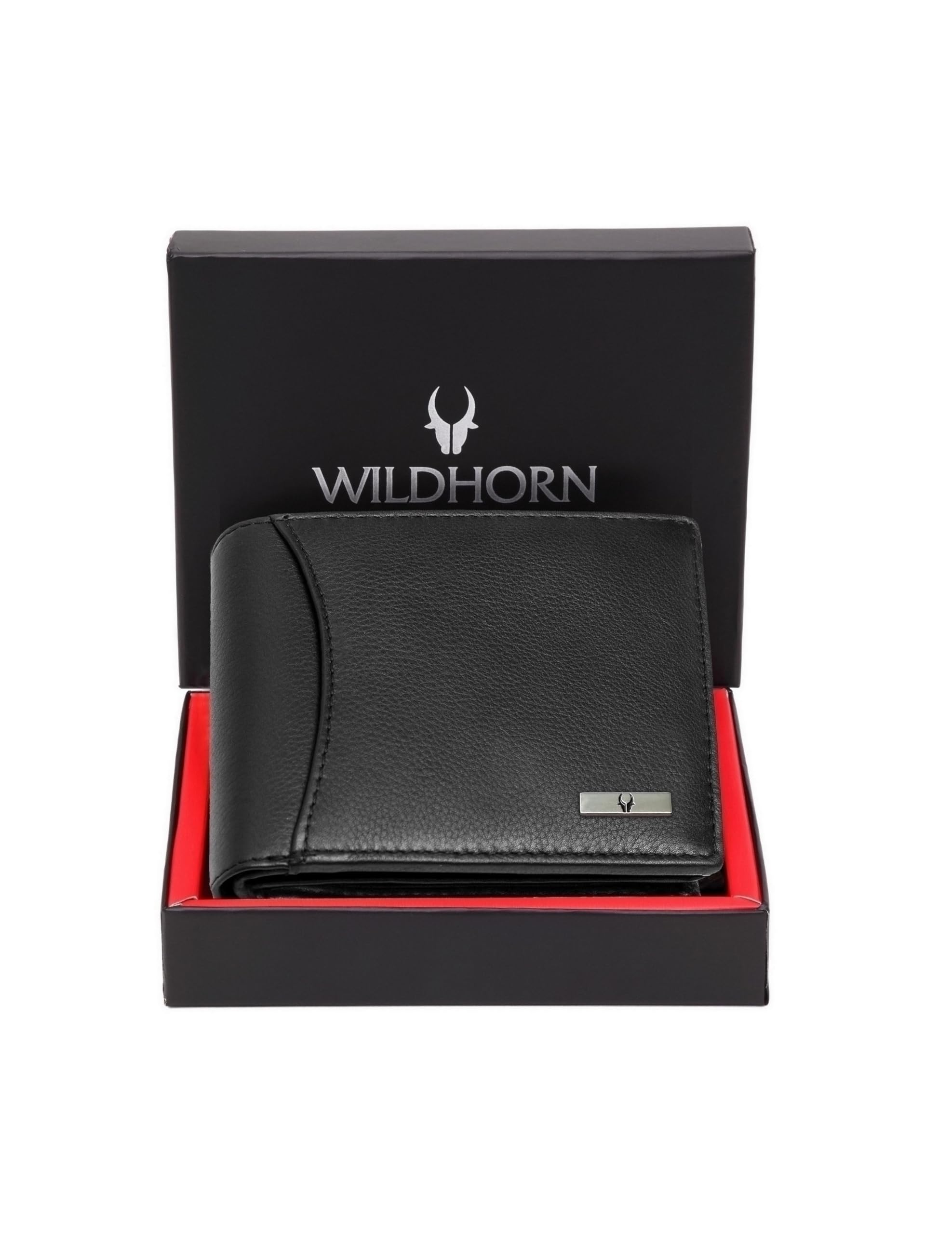 WildHorn Leather Wallet for Men, Black,(Pack of 1)