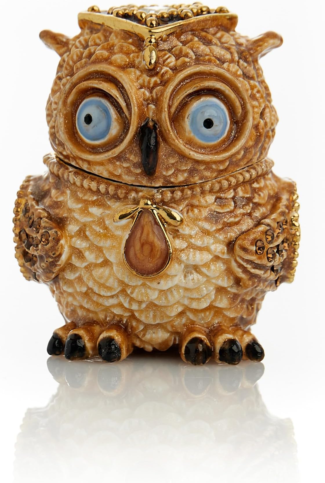 Owl Trinket Box Faberge Style Decorated with Crystals