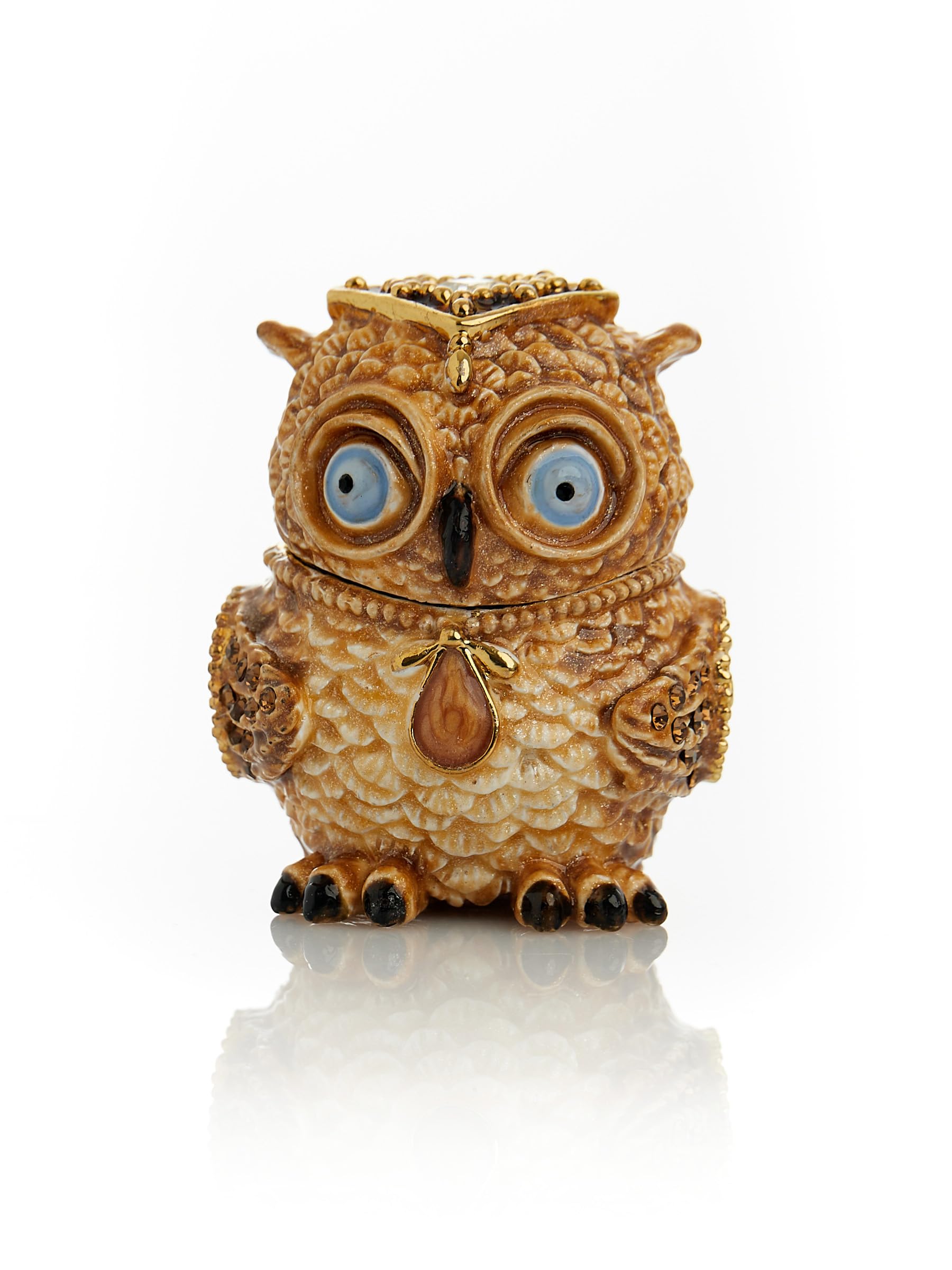Keren KopalOwl Trinket Box Faberge Style Decorated with Crystals