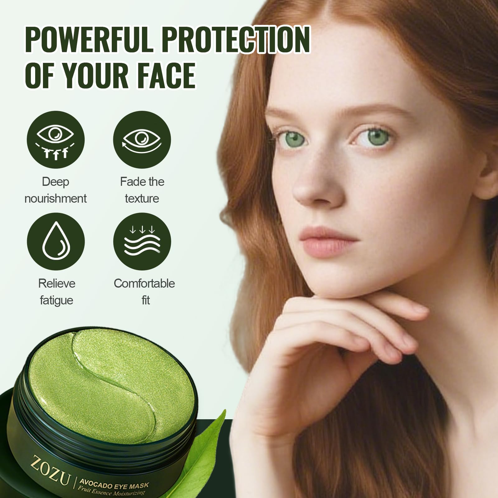 60 pezzi Maschera per Gli Occhi,Maschera per Gli Occhi di Acido Ialuronico Idratante,Avocado Patch Occhiaie, Rimuovi Borse e Gonfiore ,Pelle Lenitiva Ed è Facile da Usare