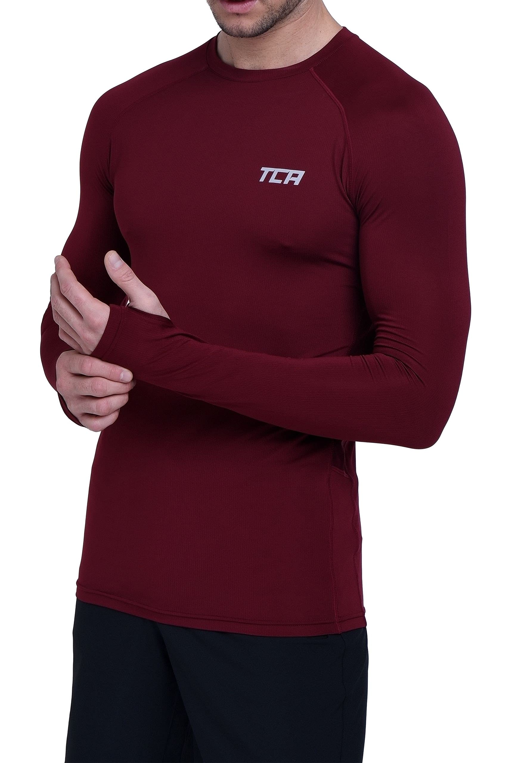TCAMen's Stamina Long Sleeve Reflective Lightweight Running Workout Training Gym Top with Thumb Holes
