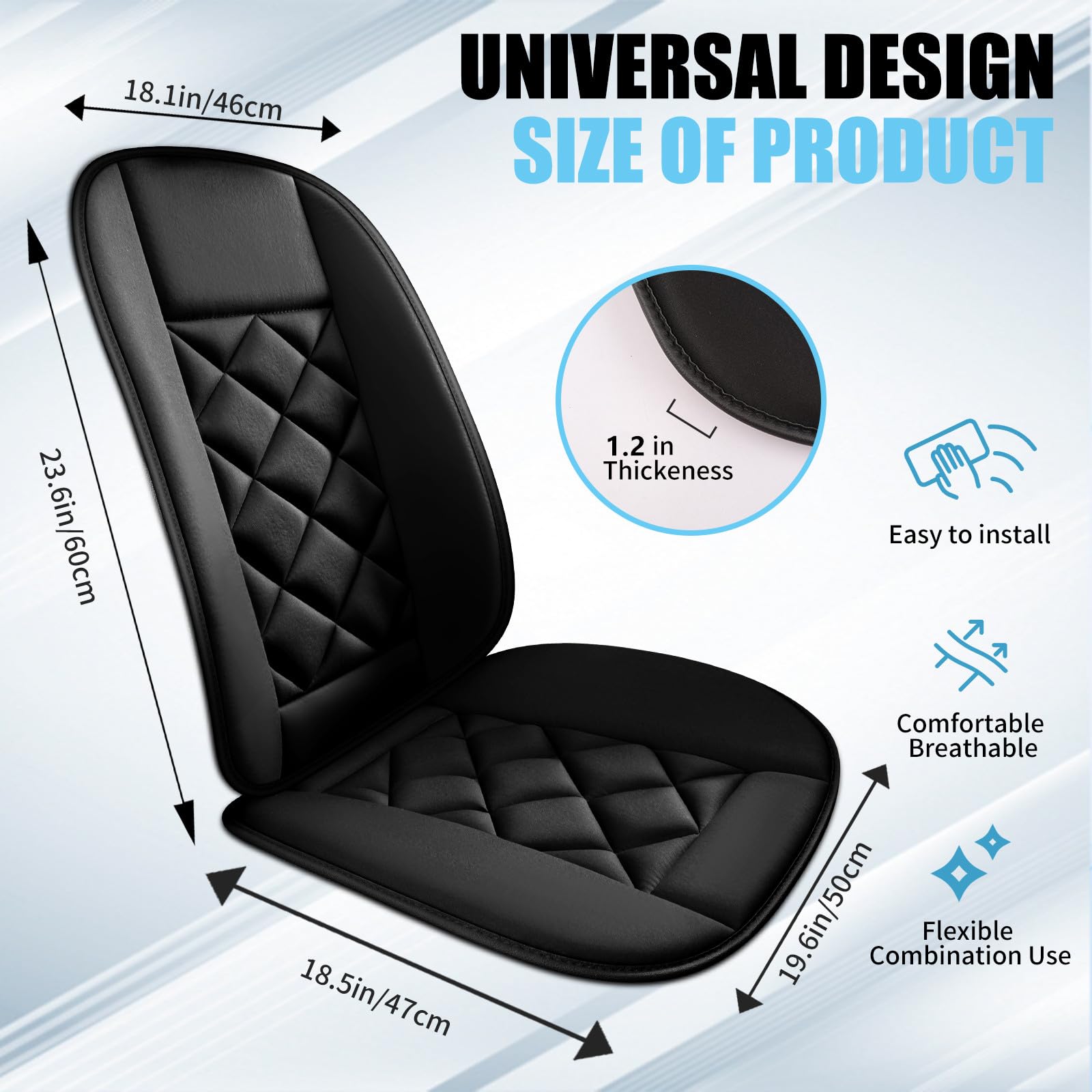 Chezope Car Seat Cushion with Back Support Pillow Car Seat Cushion for Long Driving Breathable Car Seat Protector — view 2