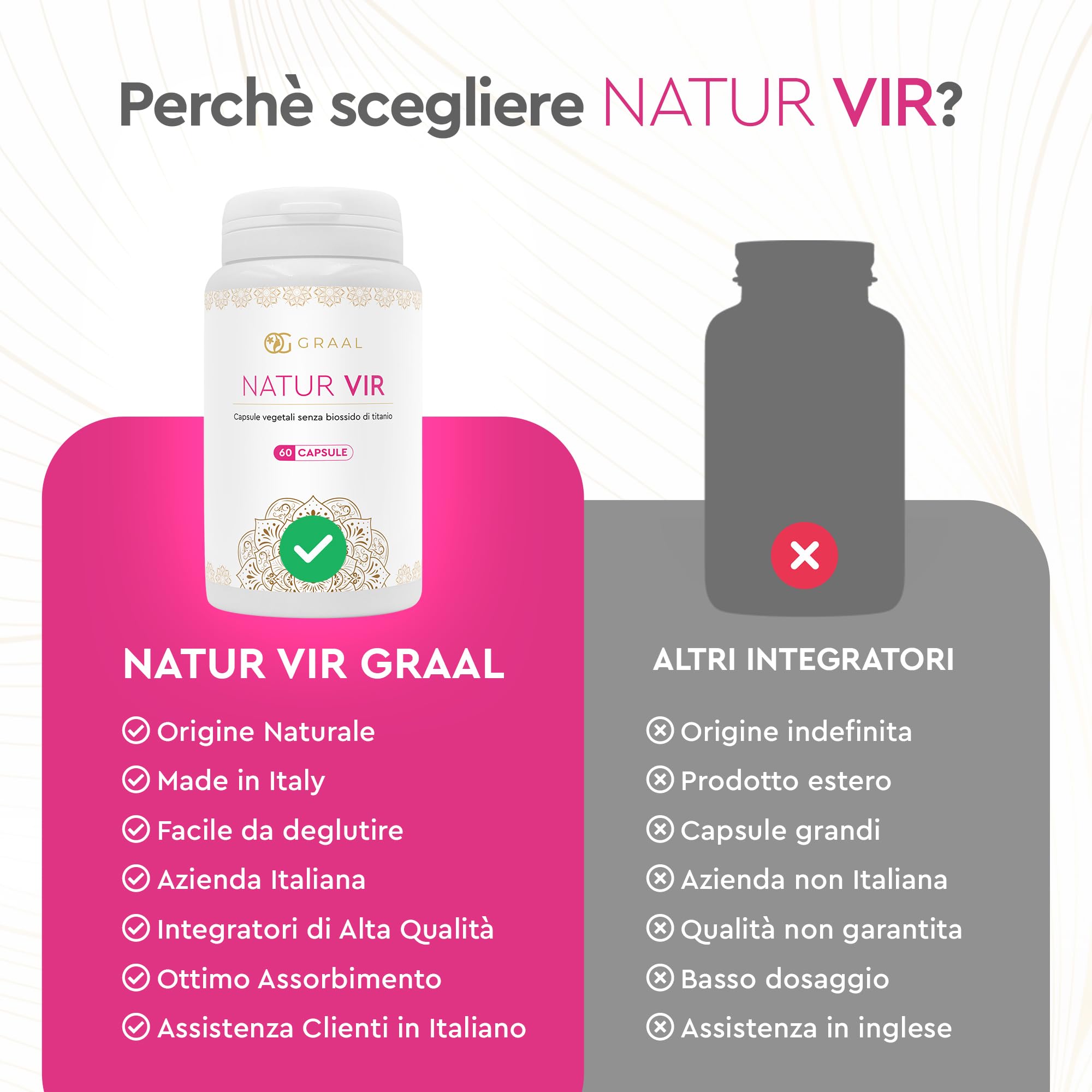 Graal Natur Vir - Colostro e Quercetina per Difese Immunitarie - Supporta la Salute Intestinale - Antiossidante Naturale - Ideale per il Recupero Fisico
