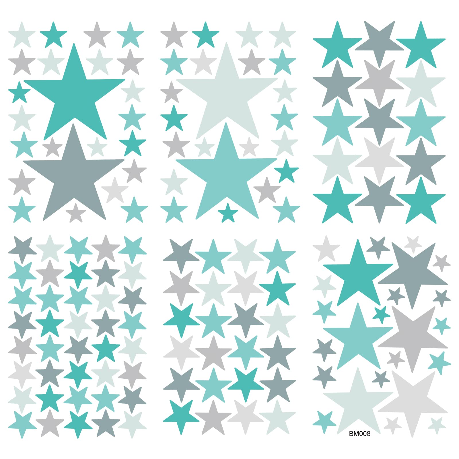 WandSticker4U®- [6 fogli, 148 pezzi] Adesivi murali bellissimicon STELLE verde/turchese pastello, Adesivi stelle cameretta per mobili pareti decorativi I Decorazioni camera da letto bambini neonato