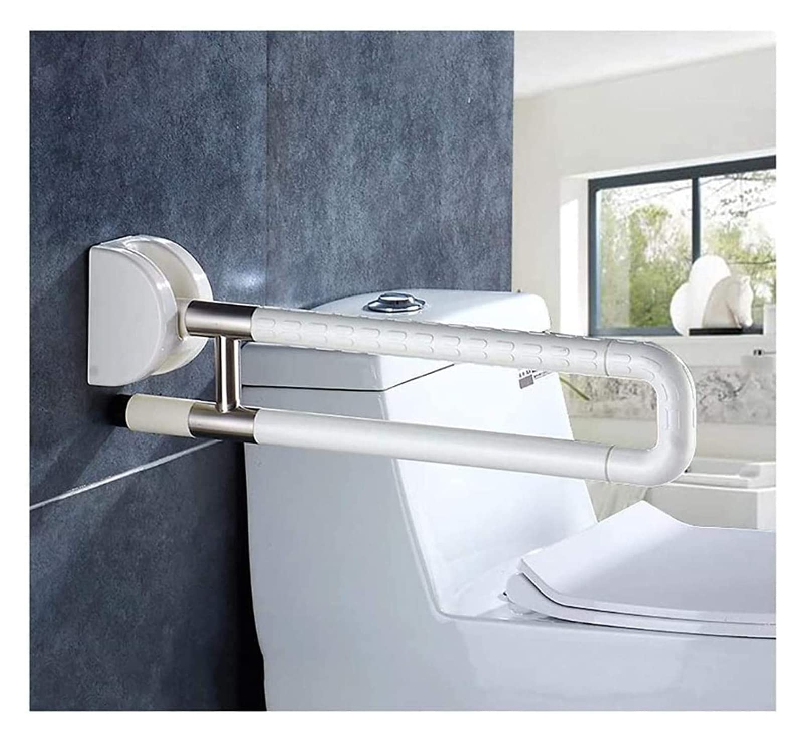 Baño para Agarraderas Pasamanos de seguridad for bañera con acabado de nailon antideslizante, pasamanos plegables en forma de U, barra de seguridad abatible for ducha e inodoro.
