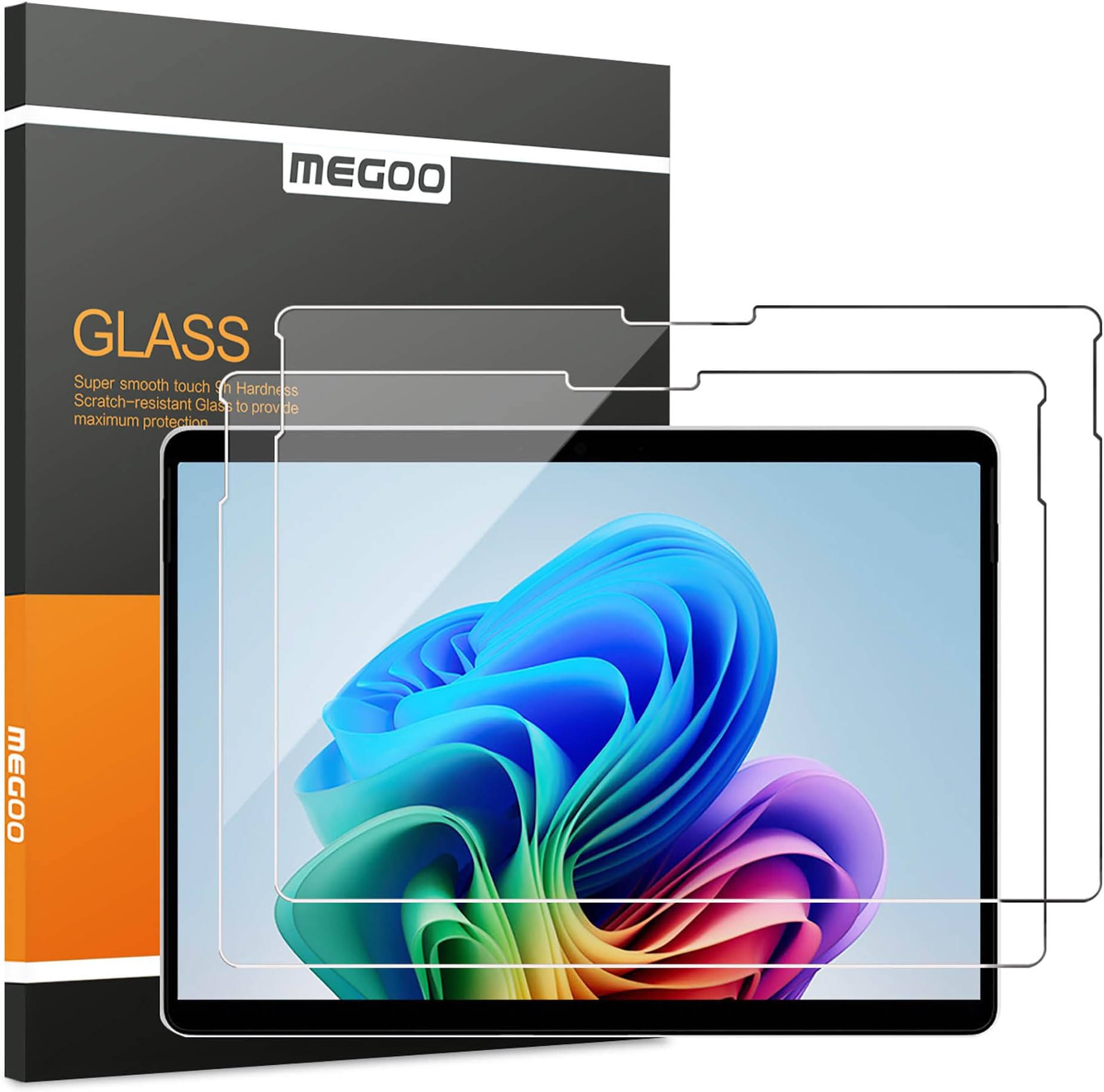 MEGOO [2 Pack Screen Protector for Surface Pro 11 2024,Surface Pro 9/Pro 10,Pro 8/Pro X (13 inch),Tempered Glass/Ultimate Scratch Protection