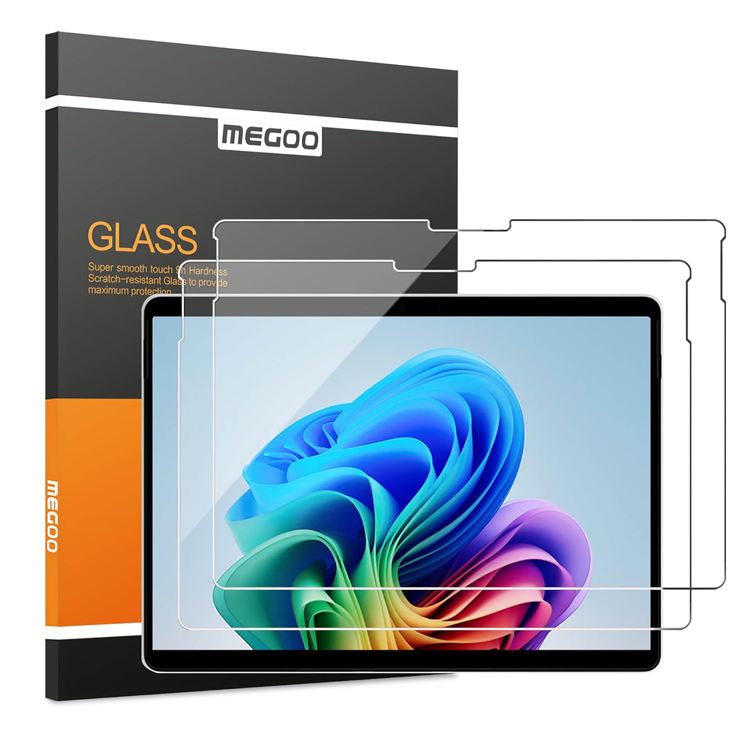 [2 Pack] MEGOO Tempered Glass Screen Protector for Microsoft Surface Pro X 13 inch, Bubble Free Installation, Anti-Scratch, Friendly Touching Screen Protector
