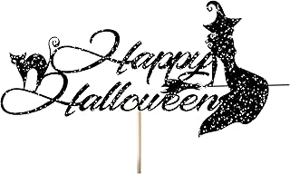 Beaver Fun, Happy Halloween Cake Topper, 4"- 8" inches Size Options, Available 16 Colors, Halloween Witch Themed Glitter Cake Decoration, Scary Halloween Cake Topper