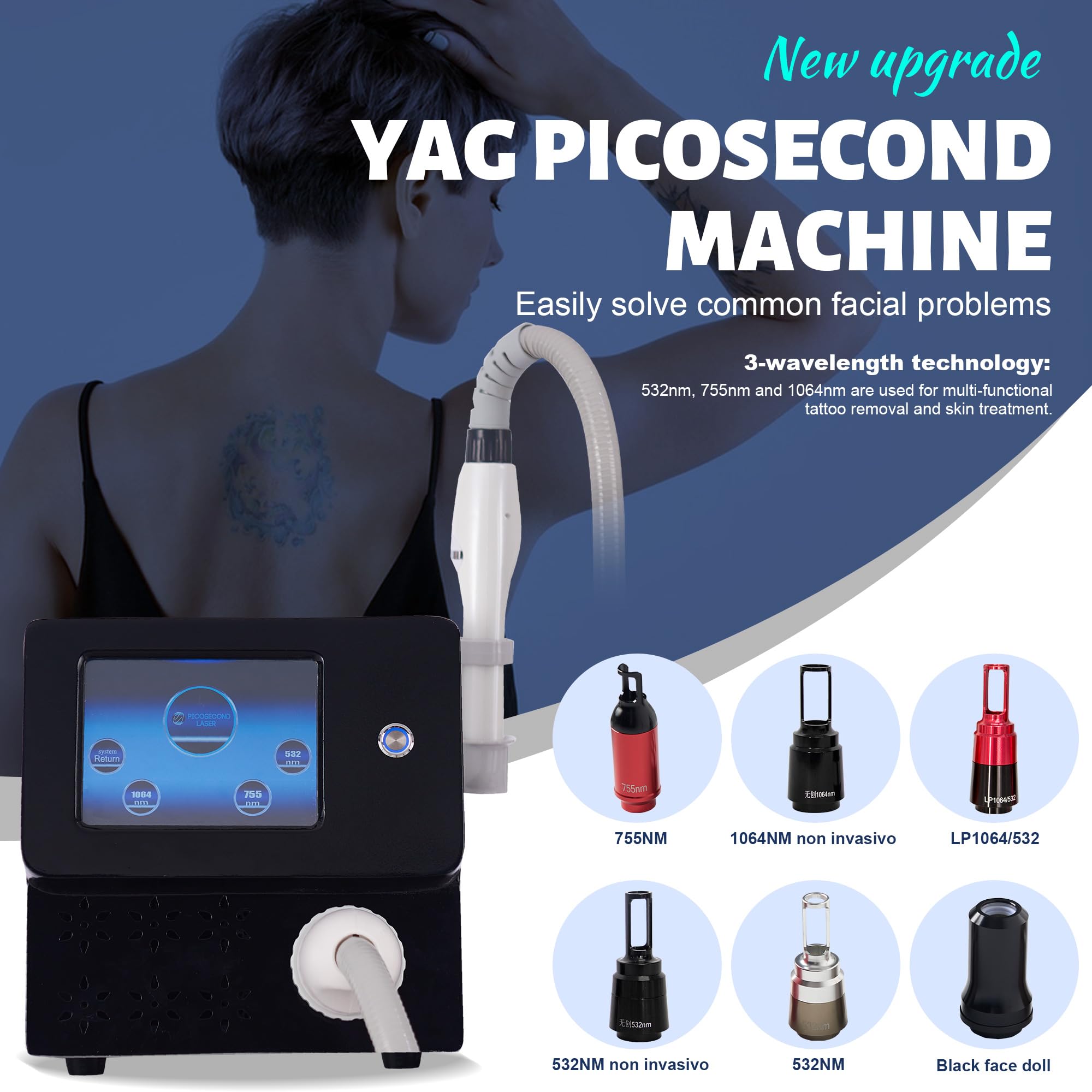 Picolaser Professionale 3 Lunghezze d'Onda per Tatuaggi e Macchie
