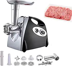 Moedor Elétrico de Carne 2800W Inox – 3 Discos + Acessórios, Alta Performance para Linguiça, Hambúrguer, Bolinho | Uso Doméstico e Profissional com Acessórios Inclusos
