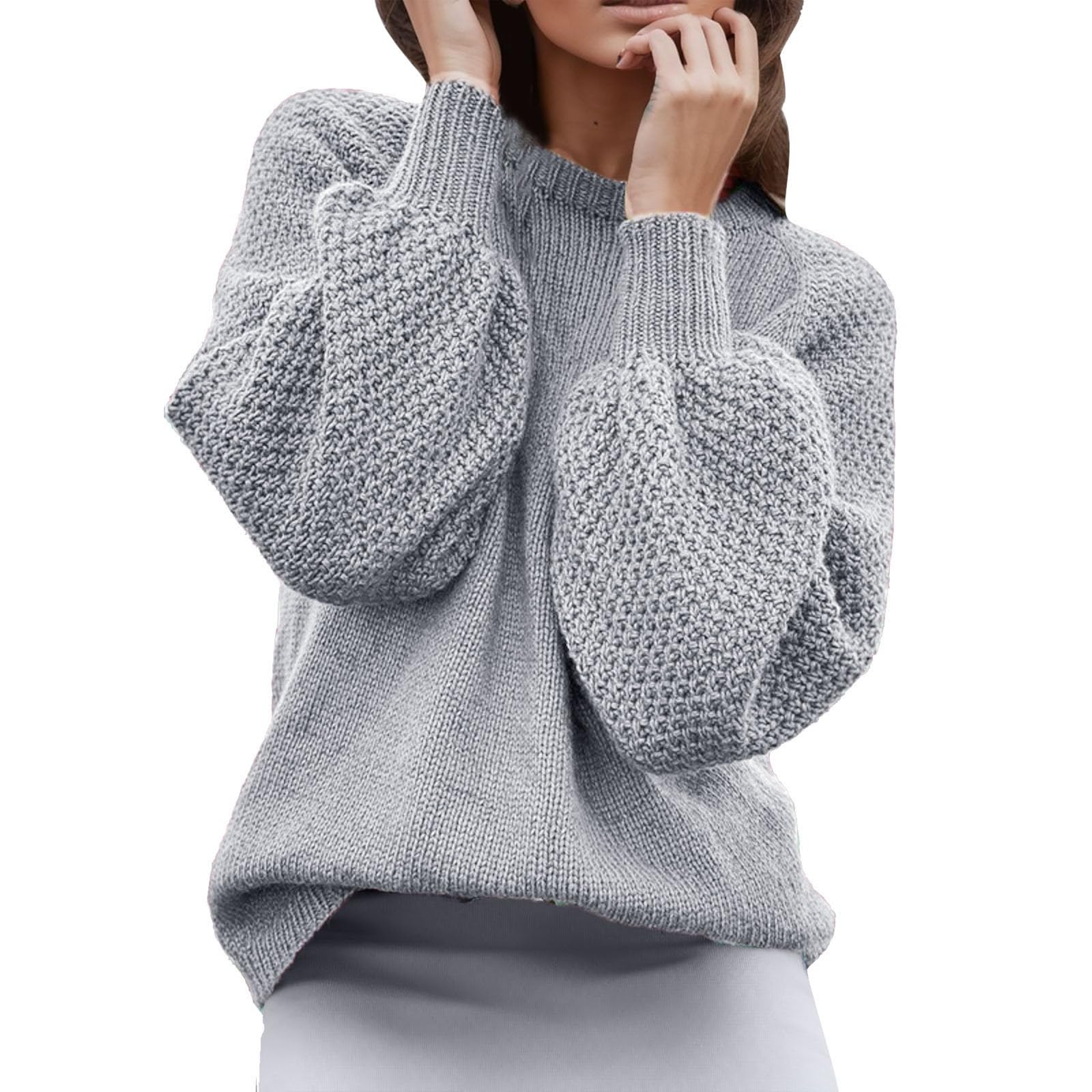 Damen Oversized Strickpullover Feinstrick - Langer Lässiger Rundhals Pulli Für Herbst & Winter