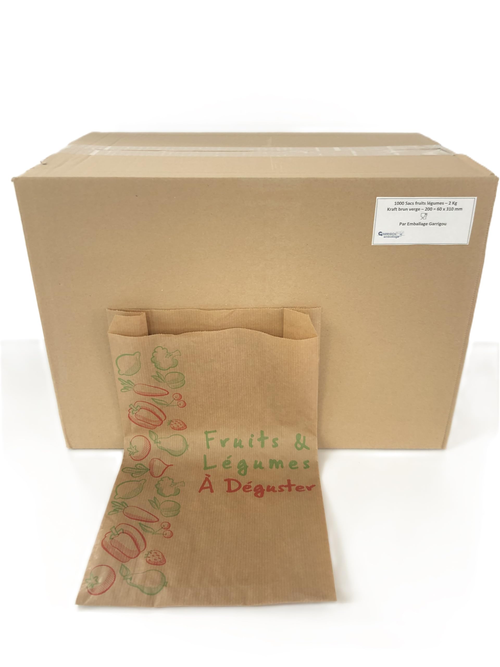 Lot de 1000 Sacs en Papier Kraft Enfilée Brun pour Bijoux Fruit Légumes 31 cm x 20 cm x 7 cm
