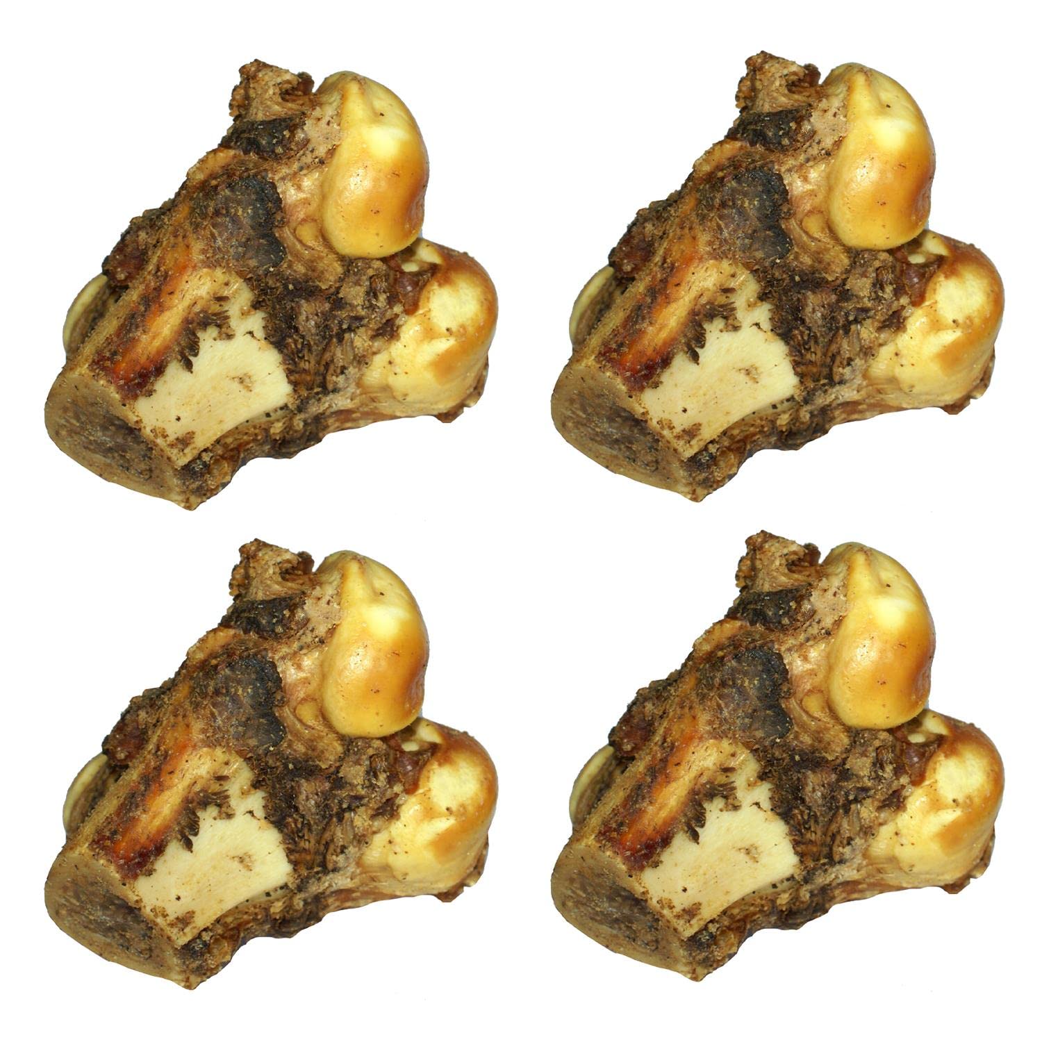 YöL Pack Of 4 Roast Knuckle Bone Buffalo Beef Flavor Large Dog Chew Treat With Real Meat