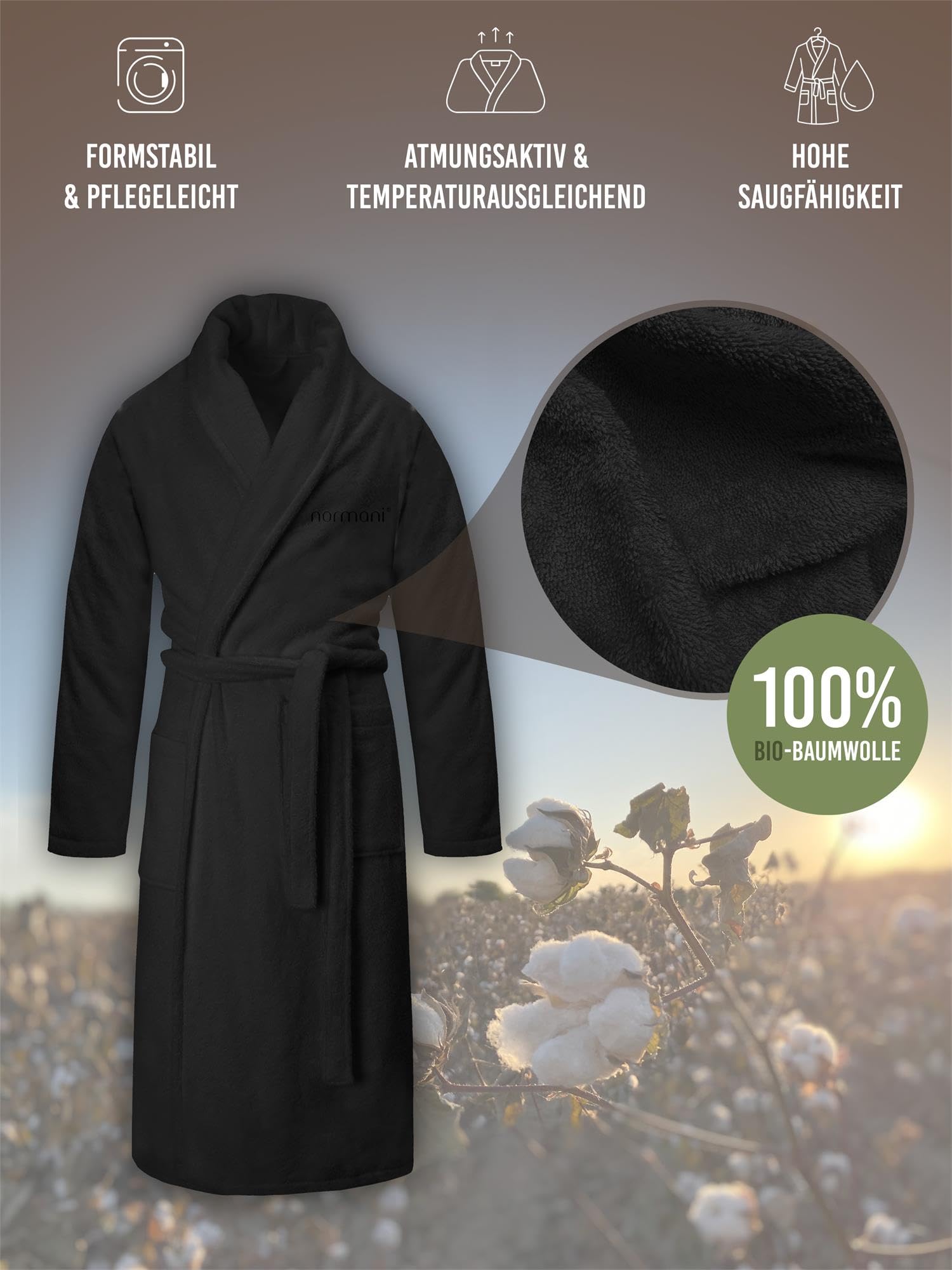 normani 100% Baumwoll Bademantel Saunamantel zweifarbig und einfarbig mit und ohne Kapuze für Damen und Herren (Gr. XS - 4XL)