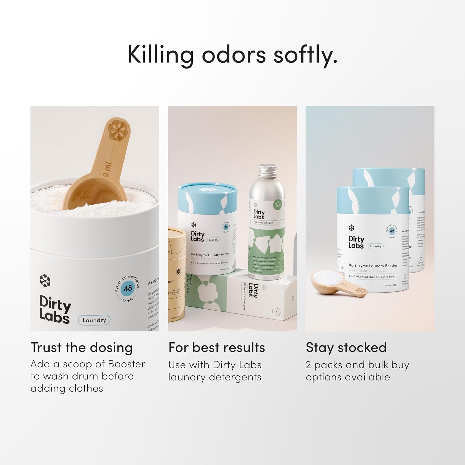 Dirty Labs | Scent Free | Bio Enzyme Laundry Booster | 2-Pack = 96 Loads | Hyper Concentrated | High Efficiency & Standard Machine Washer | Nontoxic, Biodegradable | Stain & Odor Removal Booster - Image 9