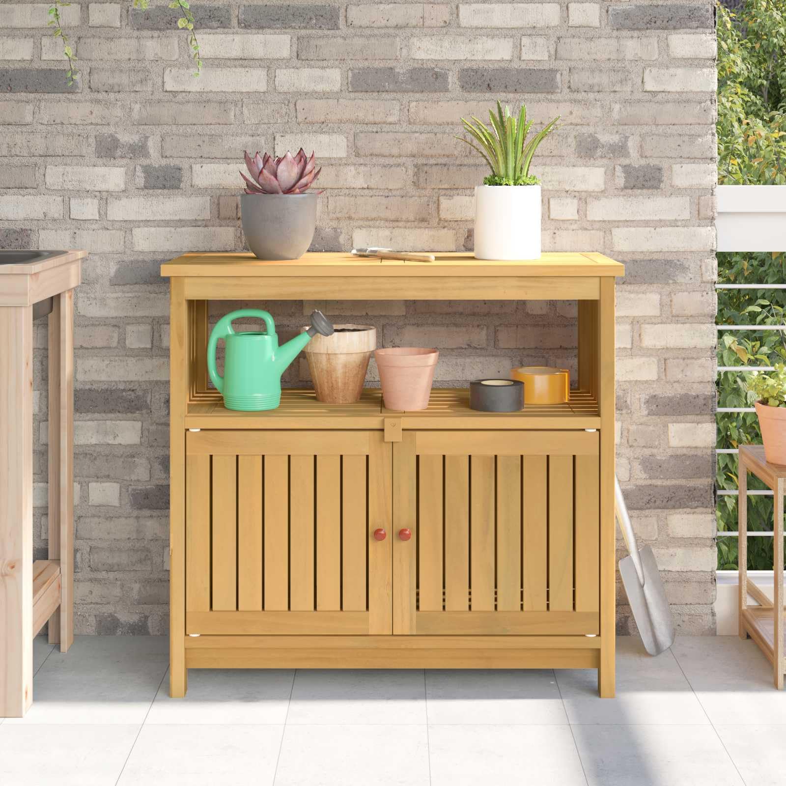 vidaXL Table Console de Jardin Acacia Clair 80 x 35 x 75 cm