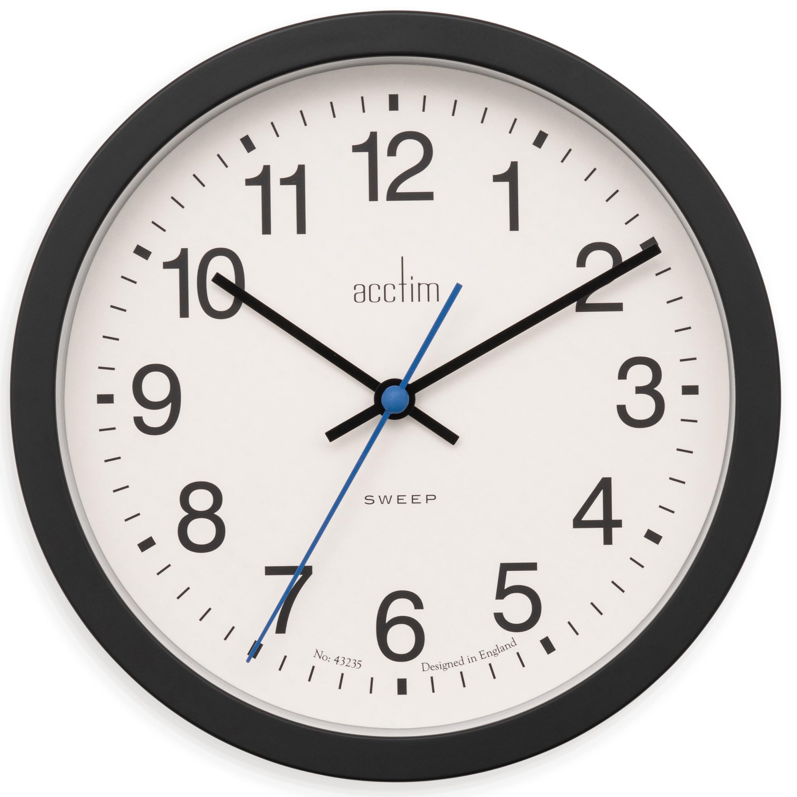 Bromham Non Ticking Sweep Seconds Hand Wall Clock 20cm Diameter (Black)