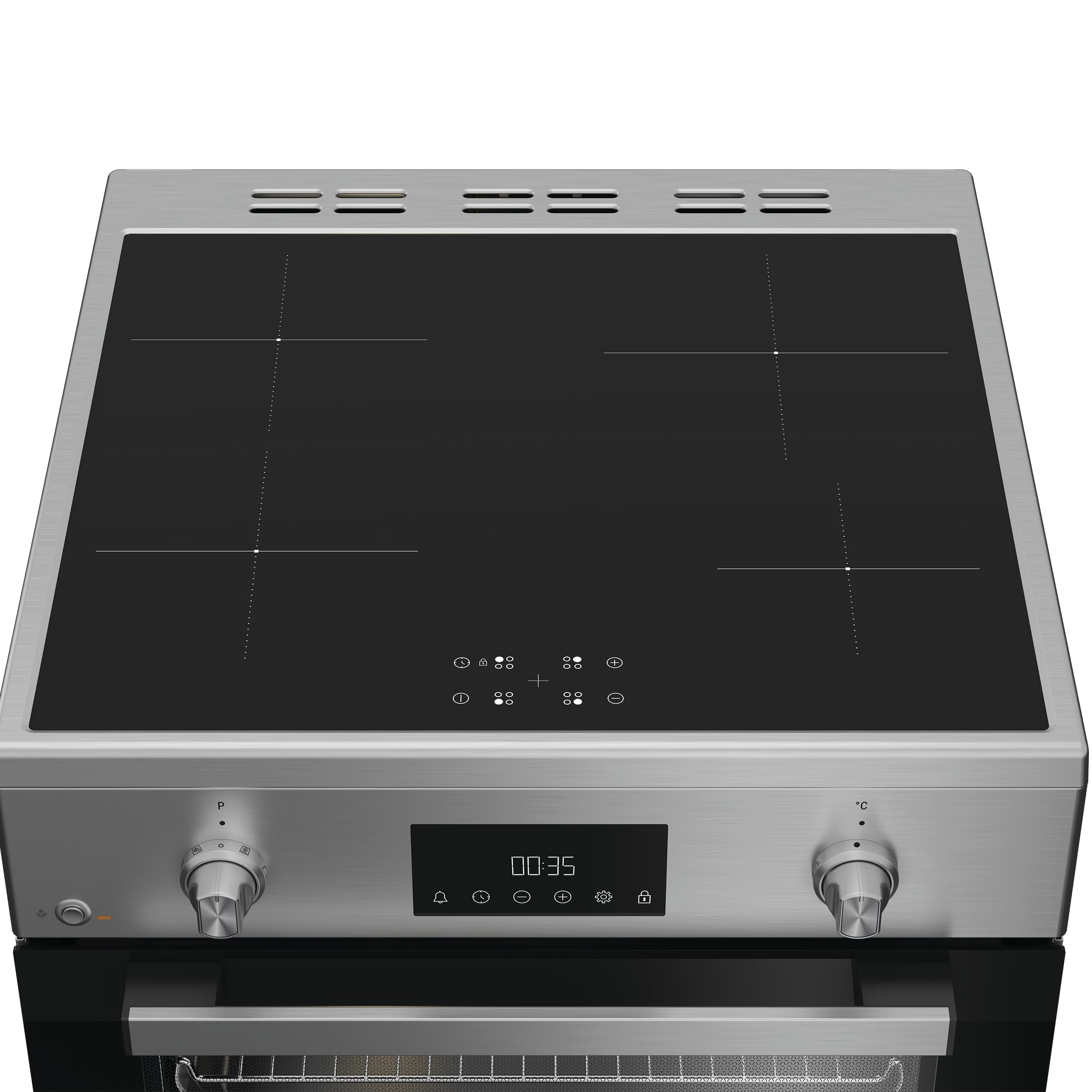 Hotpoint Ariston H6I8LMSAX – Cucina a libera installazione 60x60 cm con forno multifunzione ventilato da 72L, piano a induzione, classe A, Diamond Clean, Air Fry, Active Multiflow – Acciaio Inox