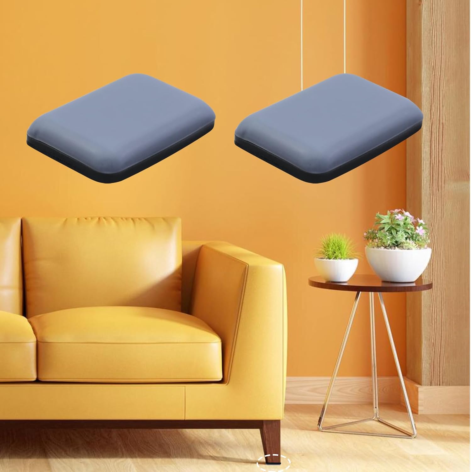 Antrader 12 Pack Furniture Rectangle Slider Pad Carpet Ground Protector Coaster Magic Moving Anti-Abrasion Floor Mat Furniture Movers Sliders 1-3/8" x 1"