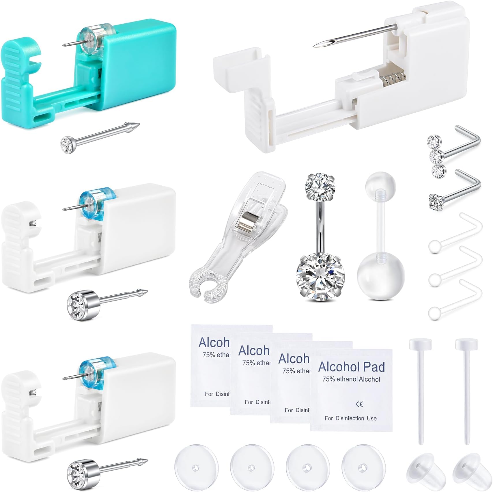 Ear Piercing Kit Nose Piercing Kit Belly Button Piercing Kit Ear Piercing Gun Kit Belly Piercing Kit Disposable Earring Piercing Kit Self Piercing Kit at Home