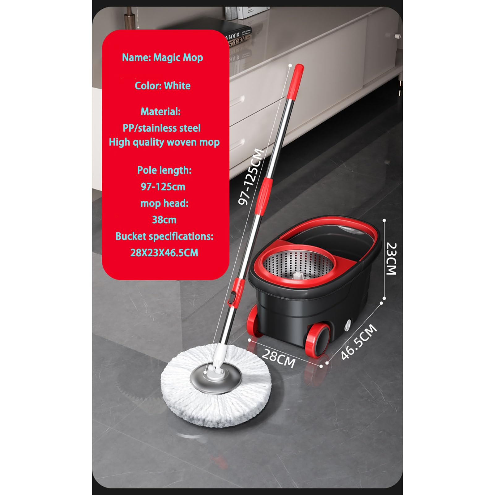 Recambio Fregona Traje con Cabeza Giratoria, Fregona Autoescurrible con Cubos Móviles, Fregona Microfibra con Mango Ajustable, para Limpiar Todo Tipo de Pisos, Paredes, Ventanas,4 Heads