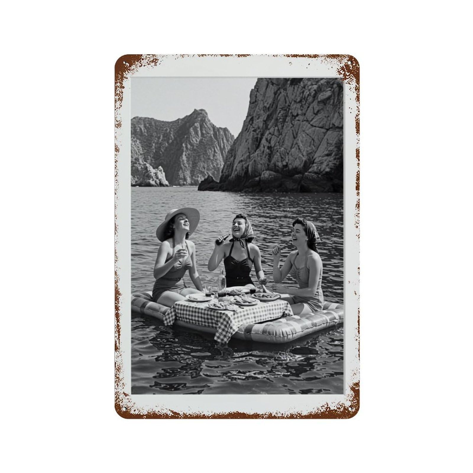 xiaoxiaoshen Picnic on Lake, Photography S Wall Decor Art Metal Tin Poster Modern Home Decor Art Home Bar Shop Decorations Vintage Sign 30x20cm