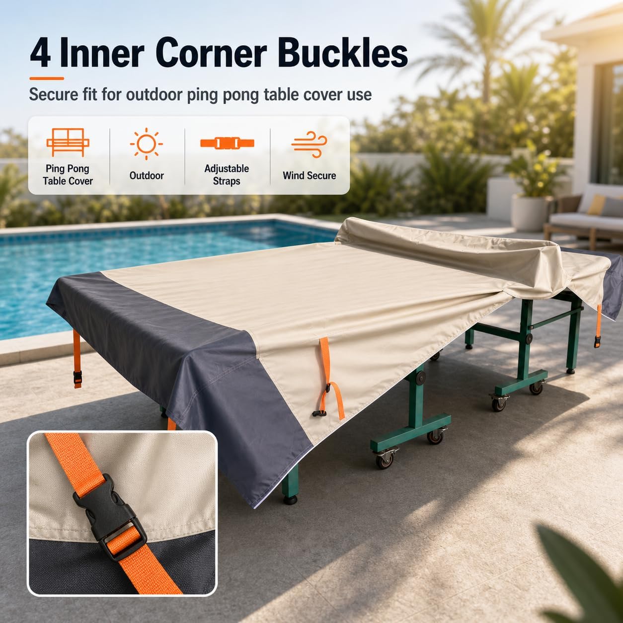 Waterproof Ping Pong Table Cover Indoor Outdoor Fits 9x5 FT Folding Tables image 5