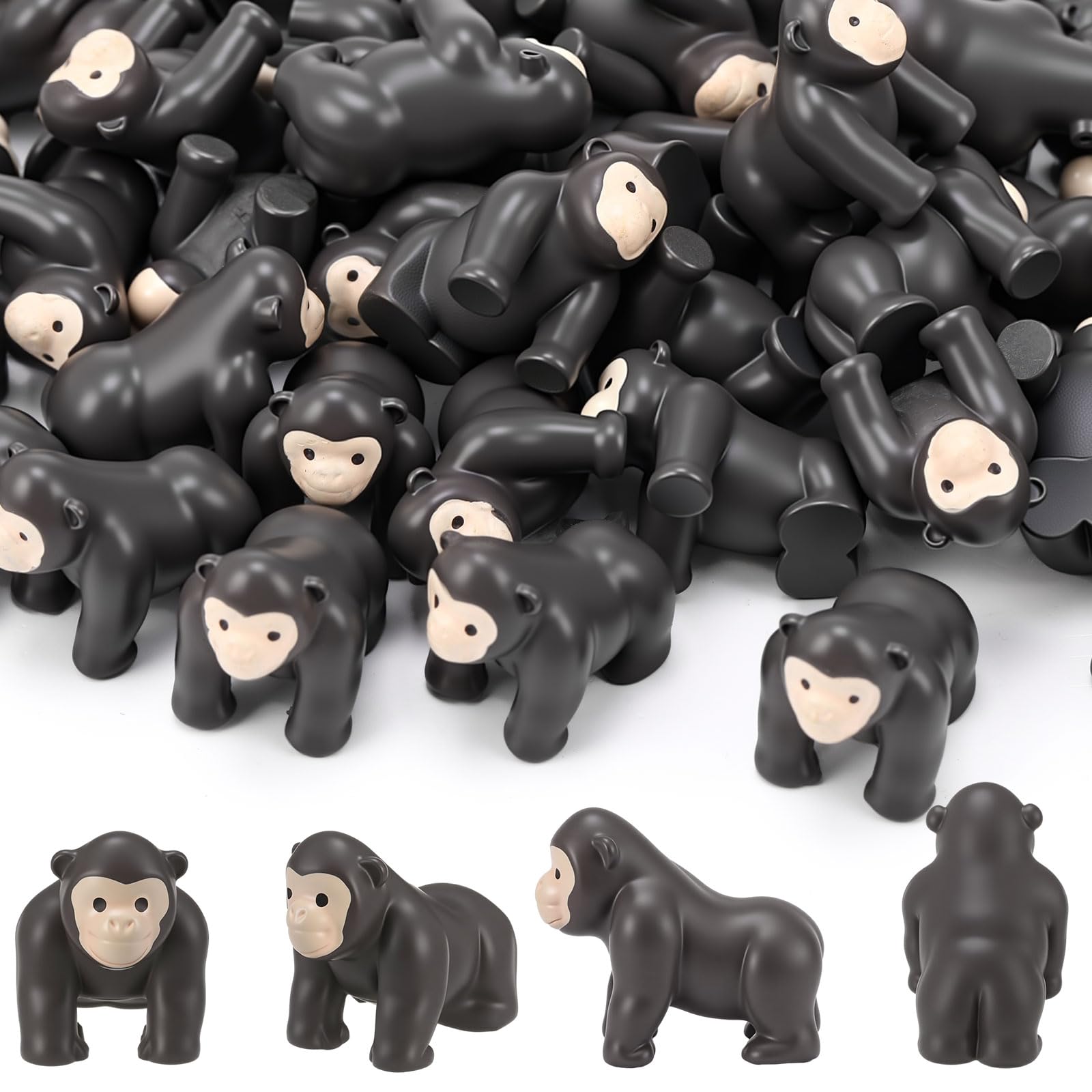 Geelin 50 Pcs Mini Resin Gorilla Figurines Tiny Resin Gorilla Figurines Small Ornament Charms Figure Tiny Animals Crafts for Dollhouse Landscape Aquarium Garden Desktop Birthday Party