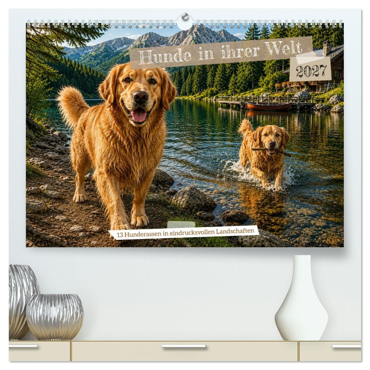 CALVENDO · Hunde in ihrer Welt (Kalender 2027) | DIN A2 Querformat · Premium-Wandkalender · 13 Hunderassen in eindrucksvollen Landschaften