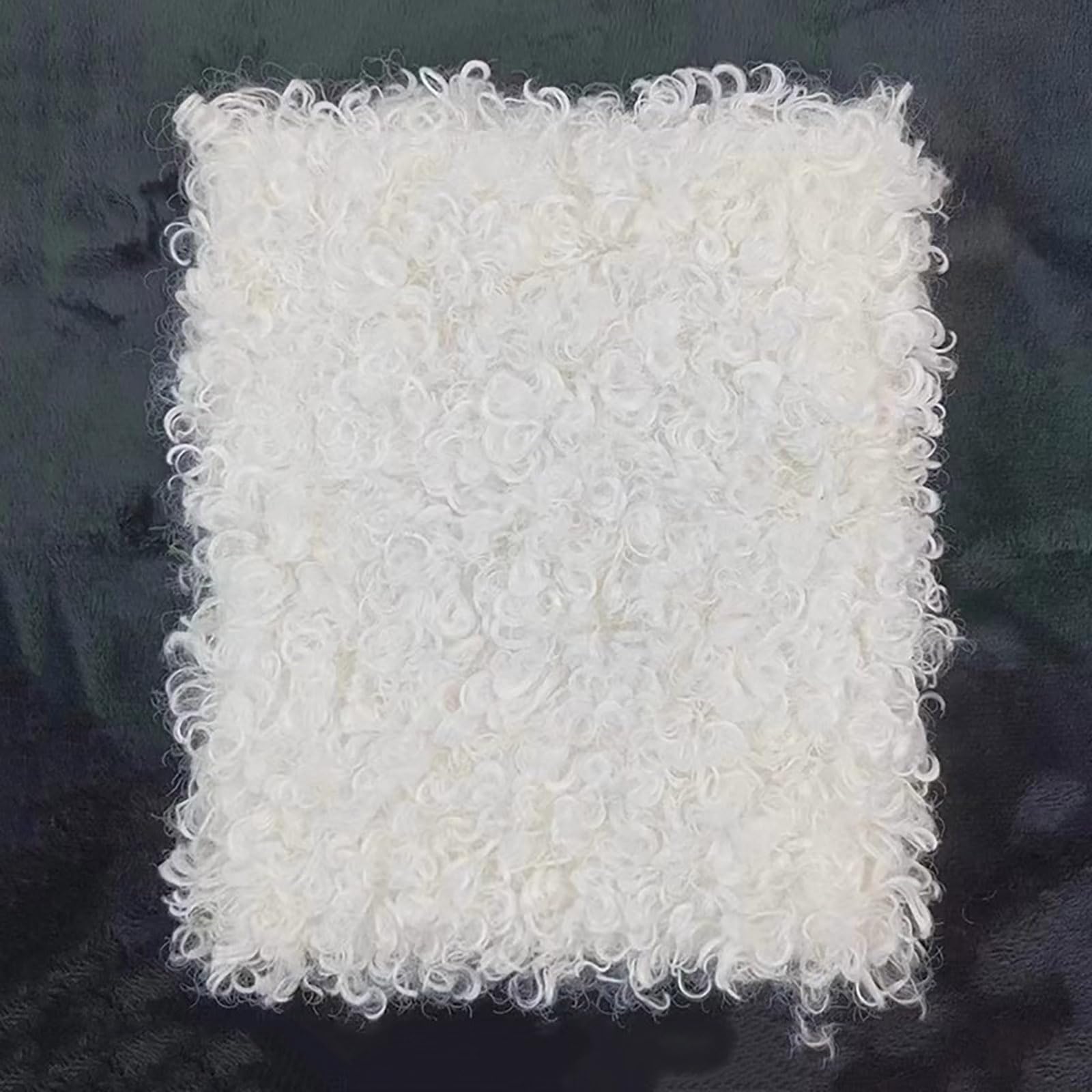 Thick Curly Faux Fur Fabric Sherpa Fleece Fabric for Lambskin Thermal Lined Material Sewing DIY Craft Material Blanket Hat Coats(Size:38 * 43cm,Color:White)