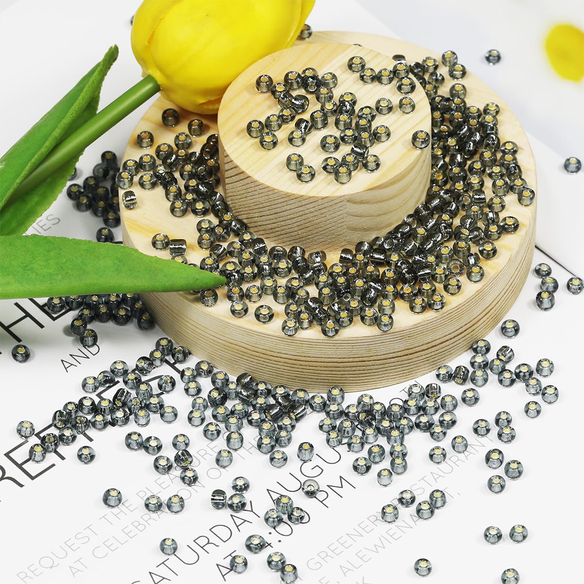 Bulk Seed Beads 110 Grams About 1600pcs, 4mm 6/0 Gray Glass Craft Beads for Making Earrings Bracelets, Pendants - Image 2