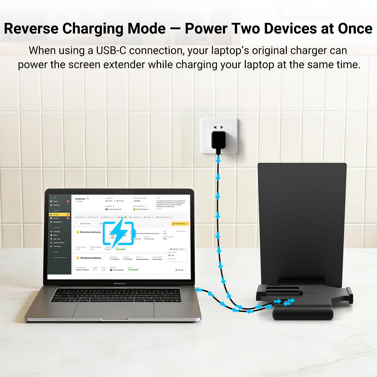 Laptop Screen Extender 14.1" 1080P IPS, Dual Screen Portable Monitor for Laptop 13-17.3", Plug & Play Monitor Extender with USB-C/HDMI, Travel Monitor for Work & Home Office Mac/Windows/Chrome/Android — view 7