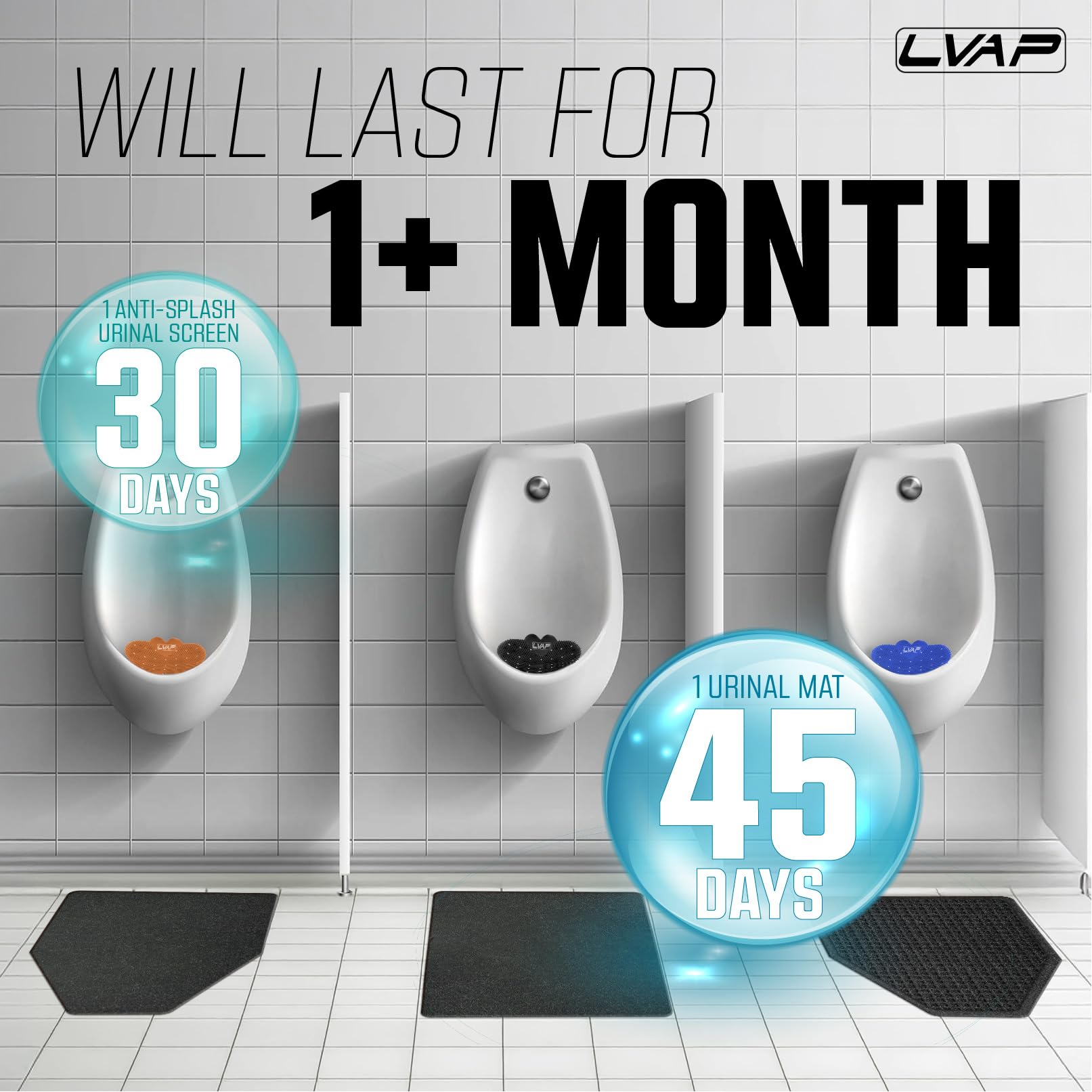 LVAP Tapetes para orinal (paquete de 10) – Alfombrilla para orinal para hombre, antideslizante, desodorización, absorción de agua, para baños y baños de hombres, antisalpicaduras