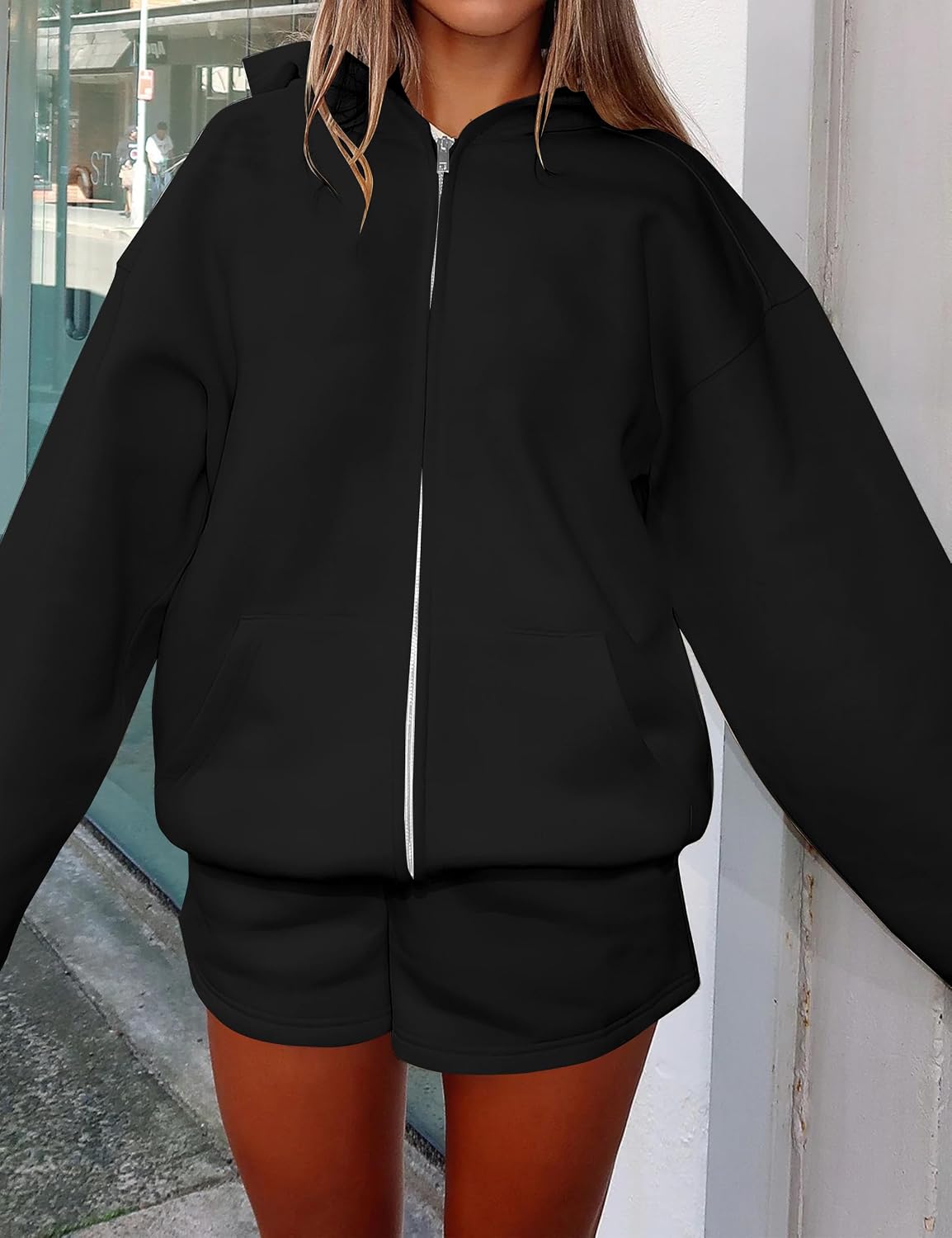 Oversized Zip Up Hoodie for Women Fleece Long Sleeve Hooded Sweatshirts Cute Y2k Jackets 2025 Fall Winter Clothes