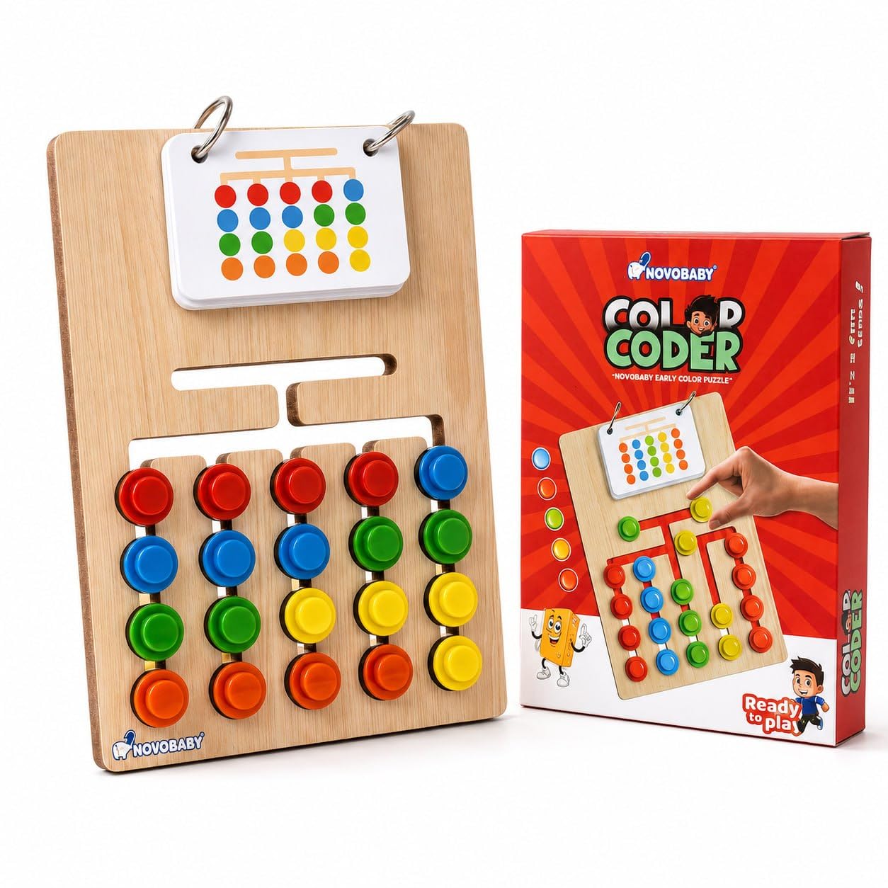 Novo Baby Kids Montessori Slide Puzzle | Color & Pattern Matching Learning Toys for Kids 3-8 Years | Preschool Educational Activity Toy for 4,5,6,7,8 | Toys for 6-Year-Old Boy (Modern)-picture-18