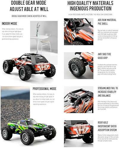 Miniatura 3 de Coche de control remoto RC, 12.4 mih de alta velocidad RC Offroad Race Car, 2.4Ghz 132 RC Mini eléctrico Drift Off-Road Modelo de vehículo