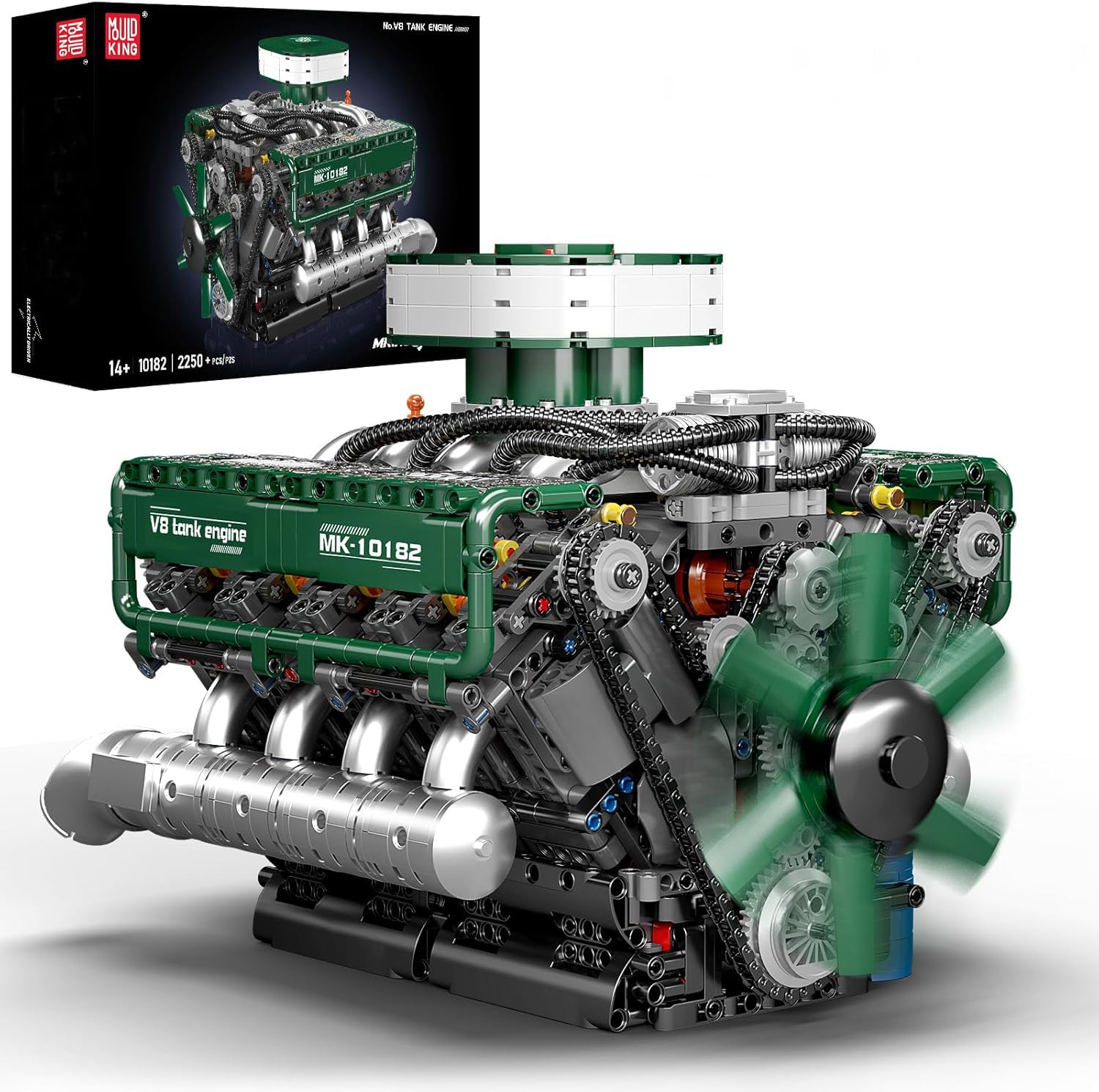 Mould King V8 Engine Building Blocks Set, 2250 PCS Combustion Engine Model Kit That Runs, Mini Engine for Adults with Battery, Engineering Construction STEM Toy for Boys Girls