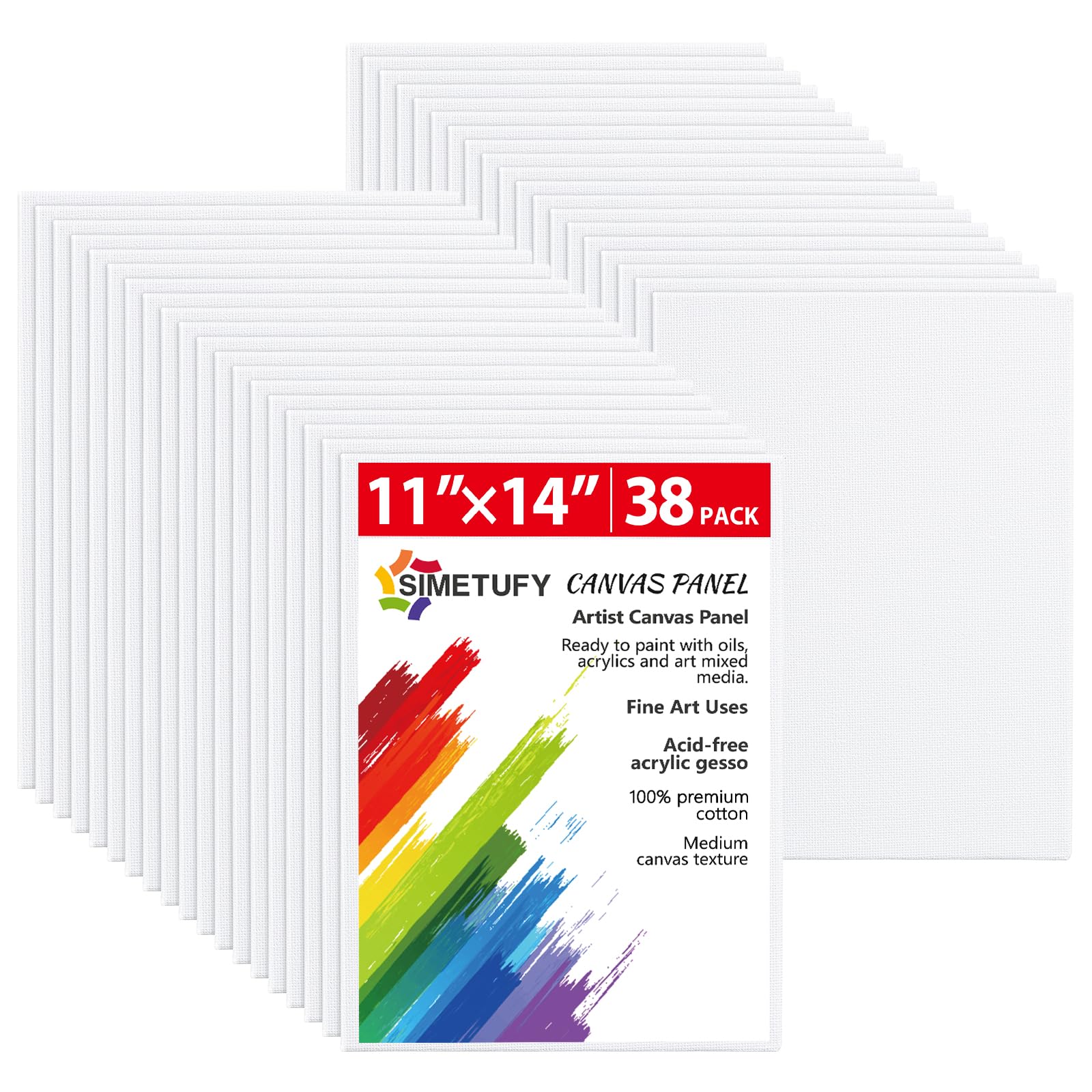 Snapklik.com : Simetufy 38 Pack Canvas Boards For Painting 11 X 14 Inch