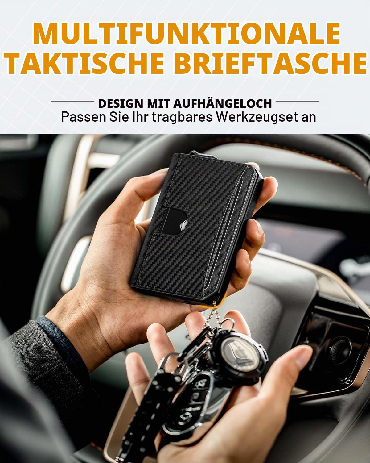 Geldbörse Herren Bifold mit Geldclip, Slim Wallet mit RFID-Schutz, Pop-Up Portmonee Kartenetui Herren, Smart Kreditkartenetui für bis zu 12 Karten (Carbon)
