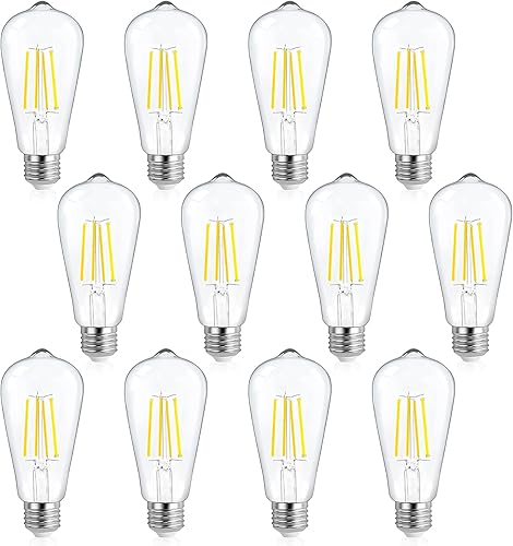 Kecoreay Bombilla LED Edison de 5000 K, luz diurna blanca, 7 W 850 lúmenes, equivalente a 60 W, bombillas E26, bombilla LED de base estándar,