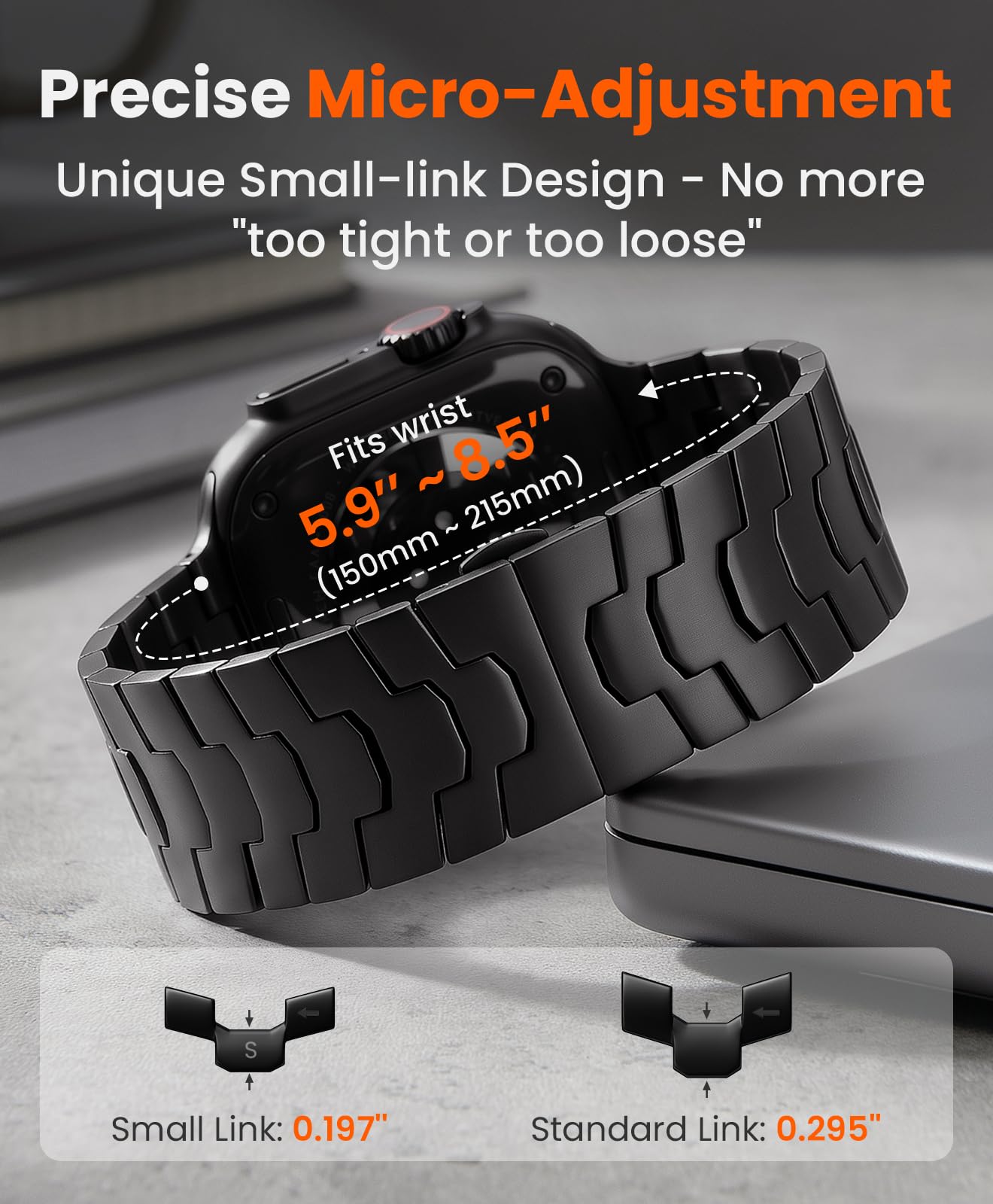 AGIS02 - Cinturino in titanio per Apple Watch Ultra 3/2/1 da 49 mm e serie 11/10 da 46 mm, cinturino ultra in titanio grado 5 da uomo con rivestimento DLC, cinturino in metallo per iWatch
