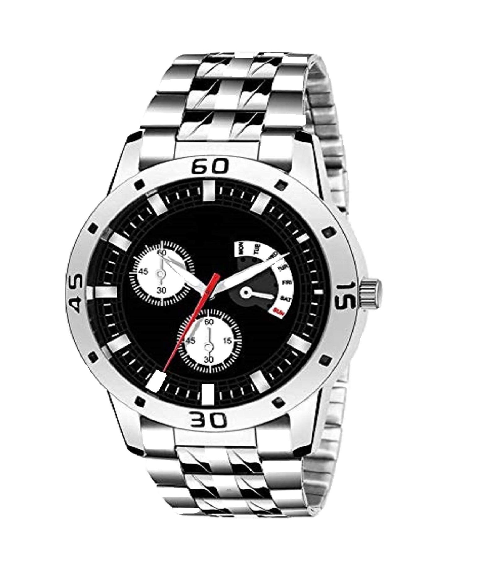 TONSY Analogue Mens Black Watch (Multicolour Dial Silver Colored Strap) (B07H73DG2V) Amazon Price History, Amazon Price Tracker