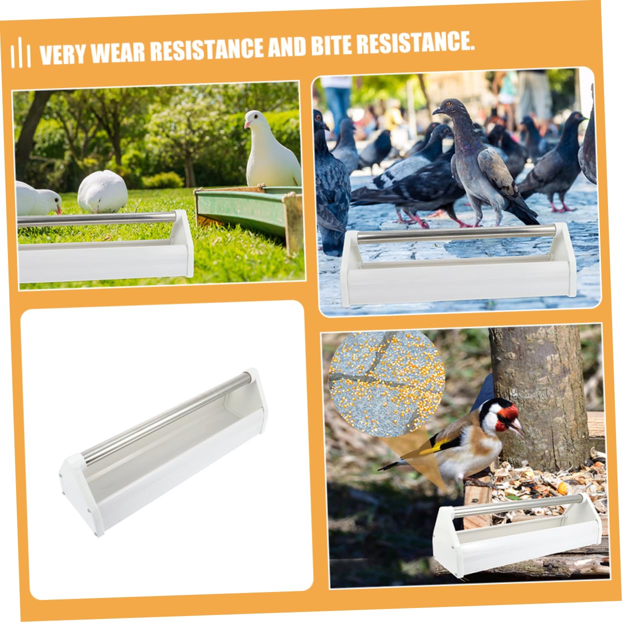 Comedero para Palomas Ligero Antisalpicaduras 2 Piezas Blanco | Acero Inoxidable, Uso Interior y Jardines, Fácil de Limpiar, Suministro para Aves