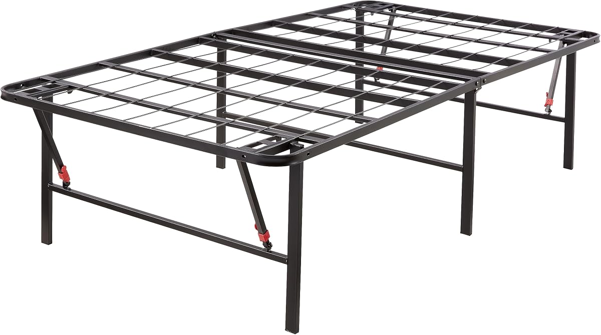Amazon Basics Foldable Metal Platform Bed Frame, Noise-Free Mattress Foundation with Tool-Free Assembly, 18 Inches High, Sturdy Steel Frame, No Box Spring Needed, Twin Size, Black