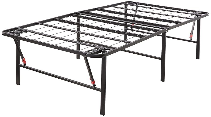 Amazon Basics Foldable Metal Platform Bed Frame with Tool Free Setup, 18 Inches High, Sturdy Steel Frame, No Box Spring Needed, Twin, Black - Twin - 18 Inch ( Foldable)