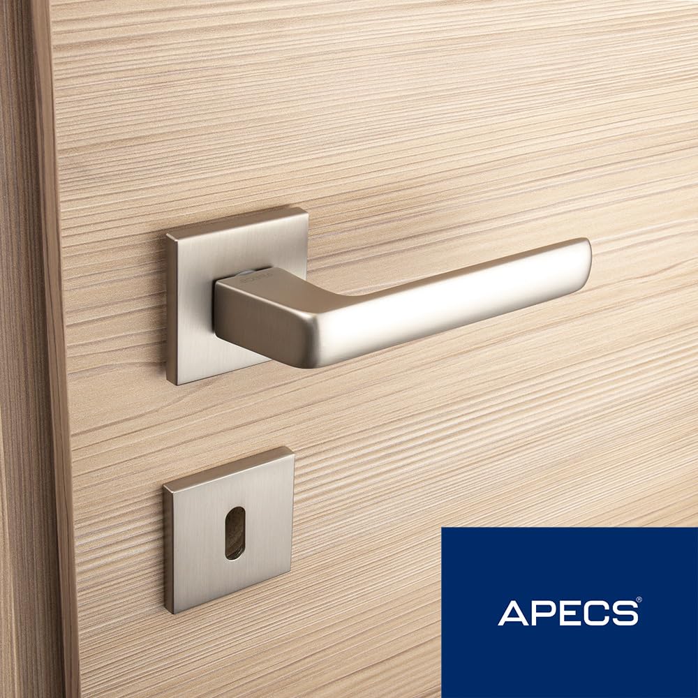 APECS AVIOR PZ - Maniglia per porte interne, moderna, per porta interna, con rosette quadrate, maniglia opaca con materiale di fissaggio