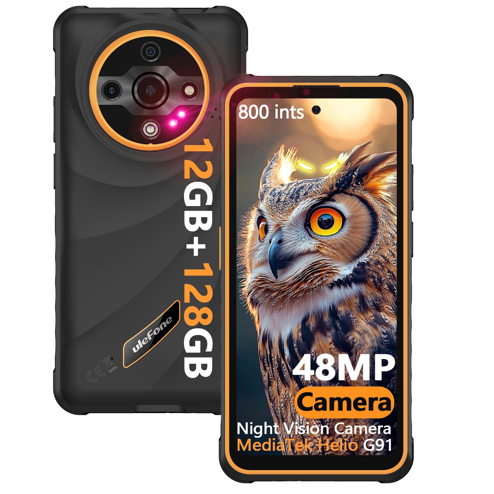 armored smartphone orange 6.52 inches 48mp camera