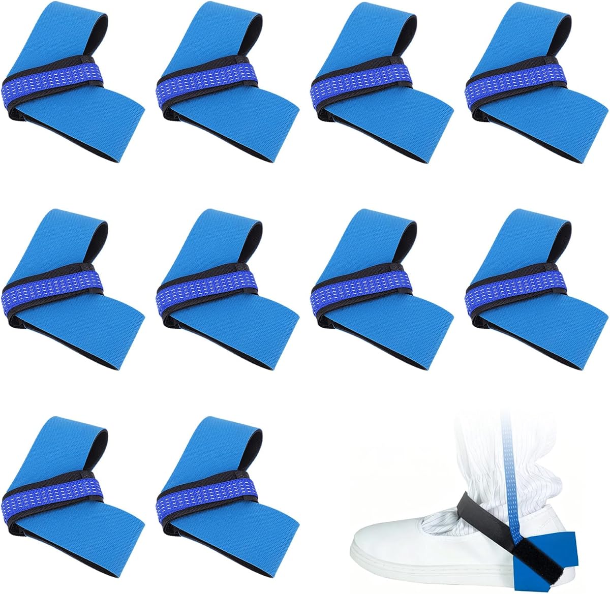 10 correas de muñeca antiestáticas, ESD ajustable, talla única, se adapta a todas las correas de conexión a tierra del talón antiestáticas, perfectas para conexión a tierra, eliminación de estática, protección de dispositivos electrónicos contra descargas eléctricas JWD001, azul