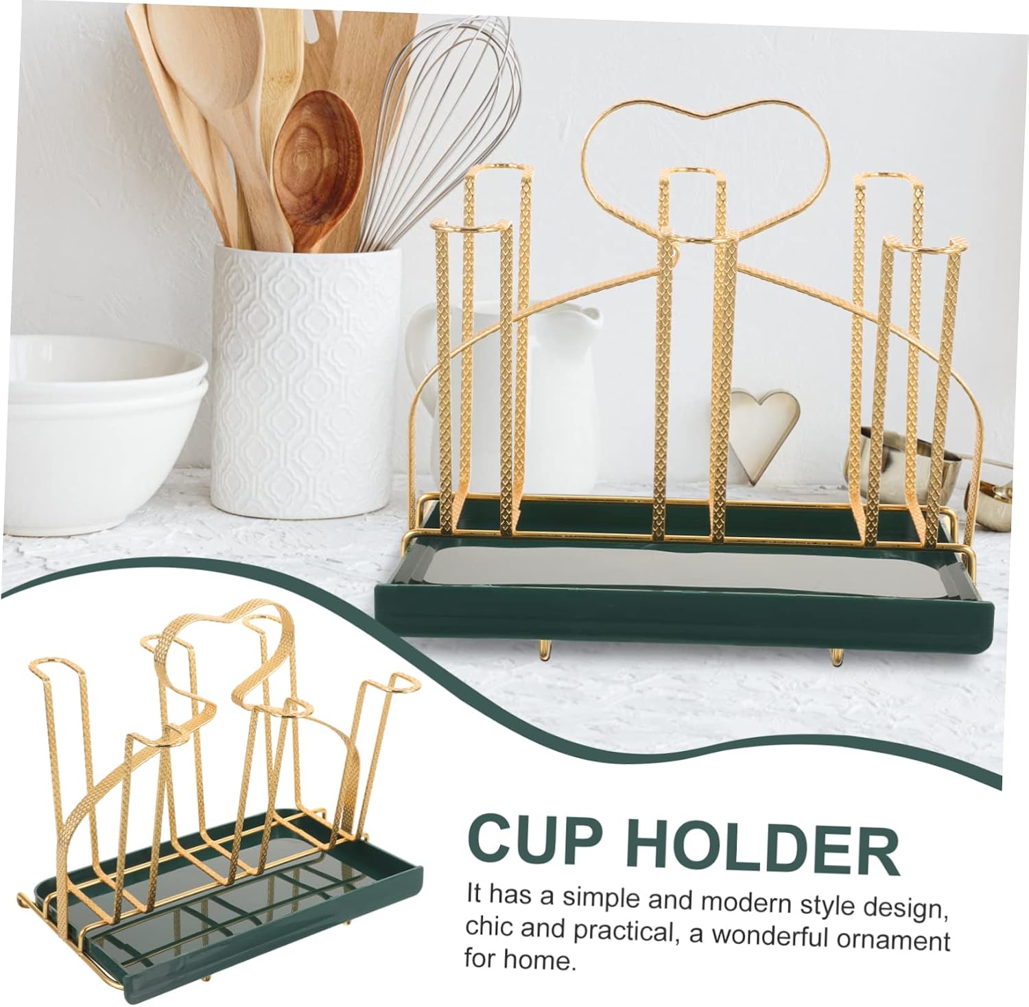 COLLBATH 1 Set Heart Shaped Cup Storage Rack Stylish Draining Cup Holder for Kitchen Home Display Chic Organizer for Mugs Bottles and Glasses Reliable Design